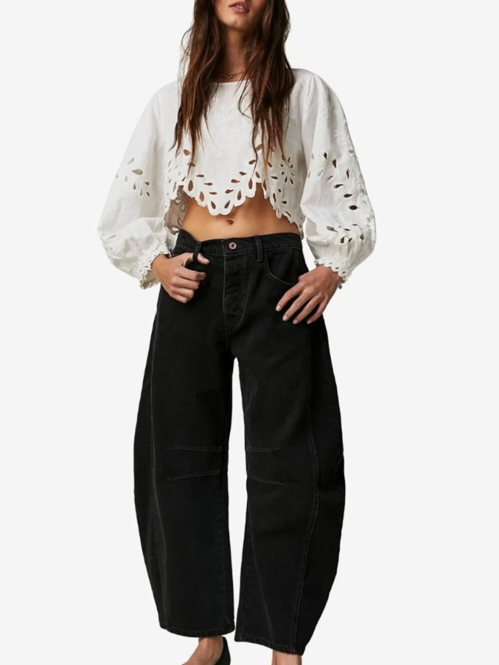 Free People We The Free Good Luck Mid-Rise Barrel Jeans